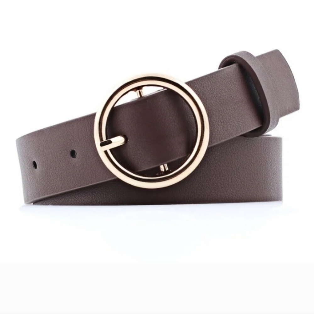Dark Brown Faux Leather Belt